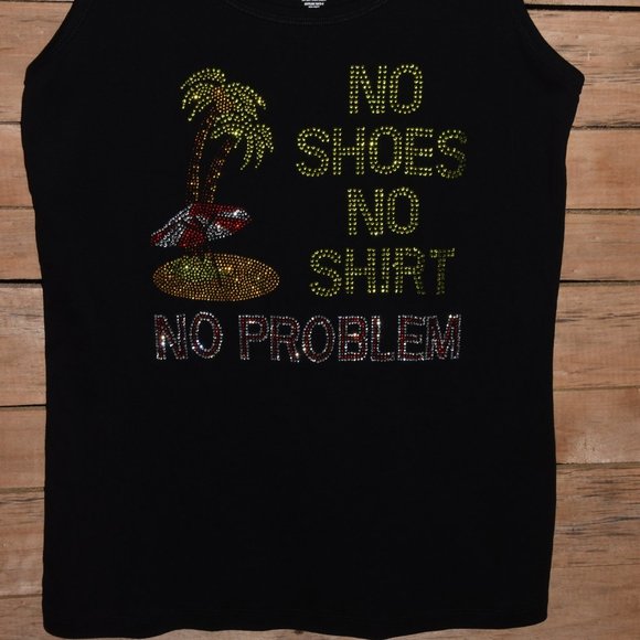 No Shoes Rhinestone tank top - Picture 5 of 7